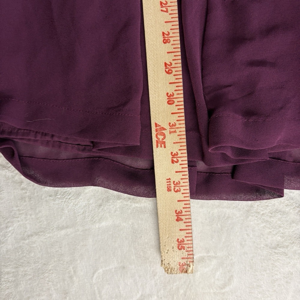 Kimchi Blue Fit & Flare Mini Dress Medium Plum Smocked Bodice Keyhole Back Sheer - Picture 9 of 10
